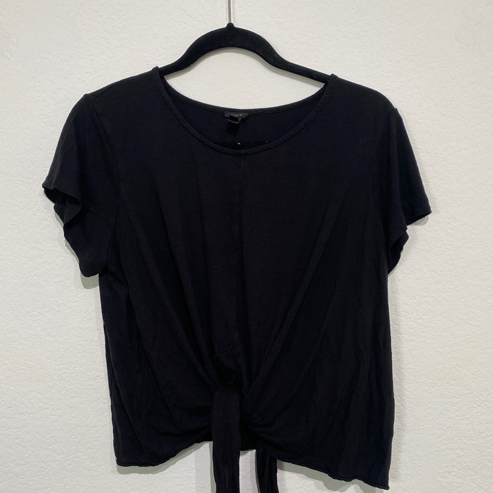 Black JCrew Tie Front Short Sleeve
